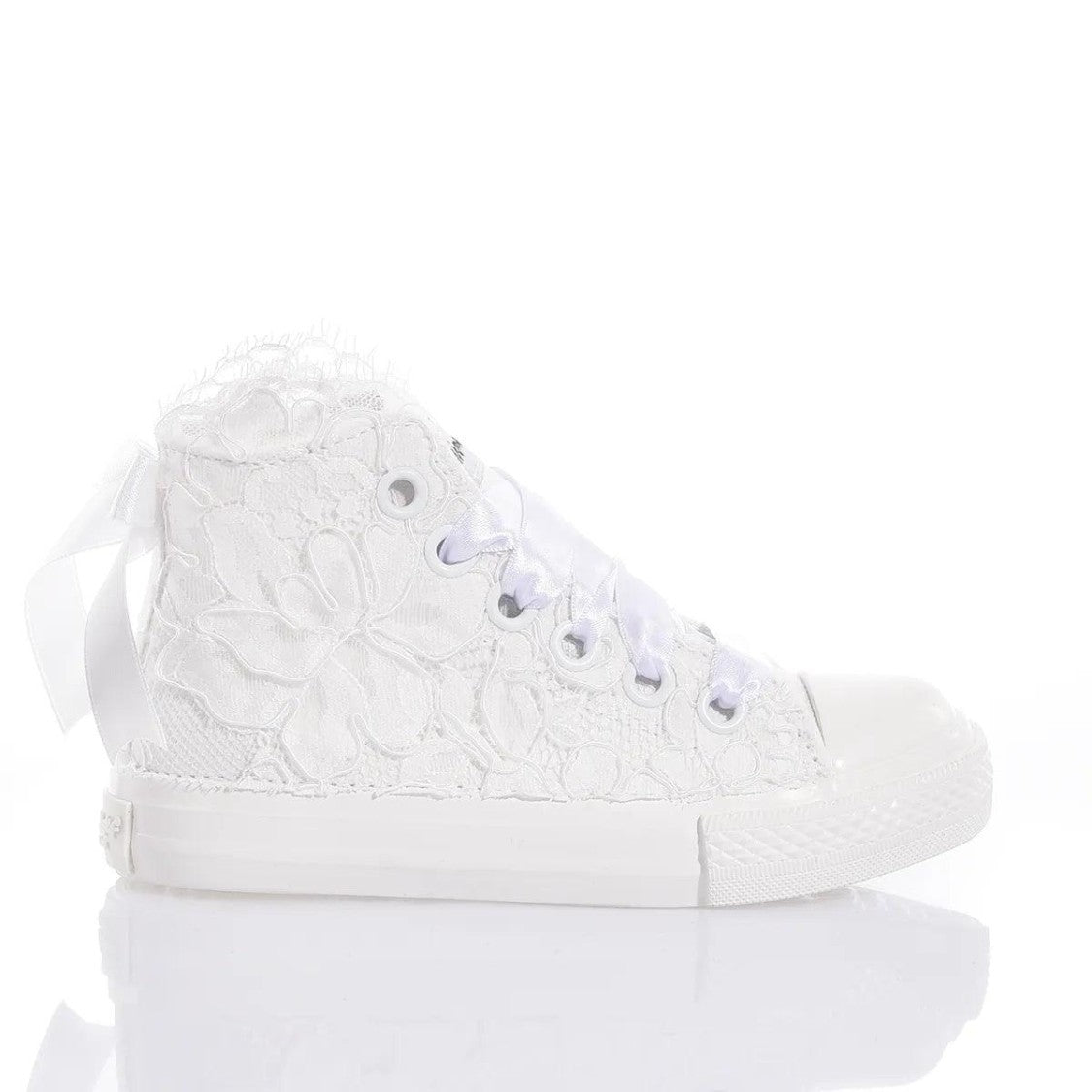 High-Top Canvas Sneakers With Embroidered Lace