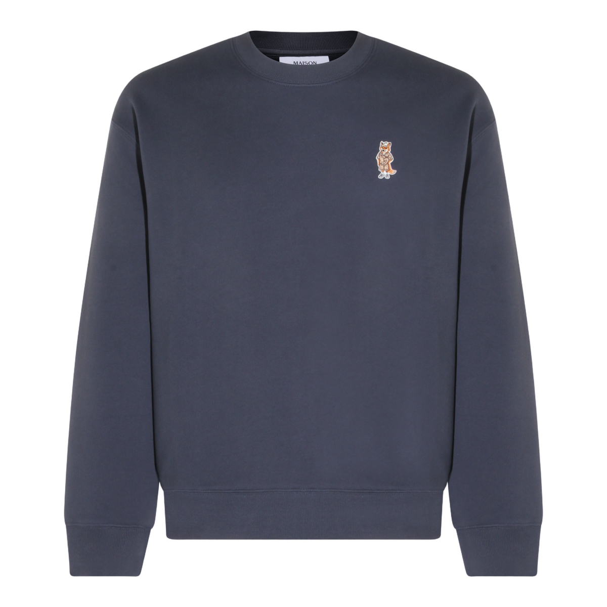 Crewneck Sweater with Embroidered Fox Character