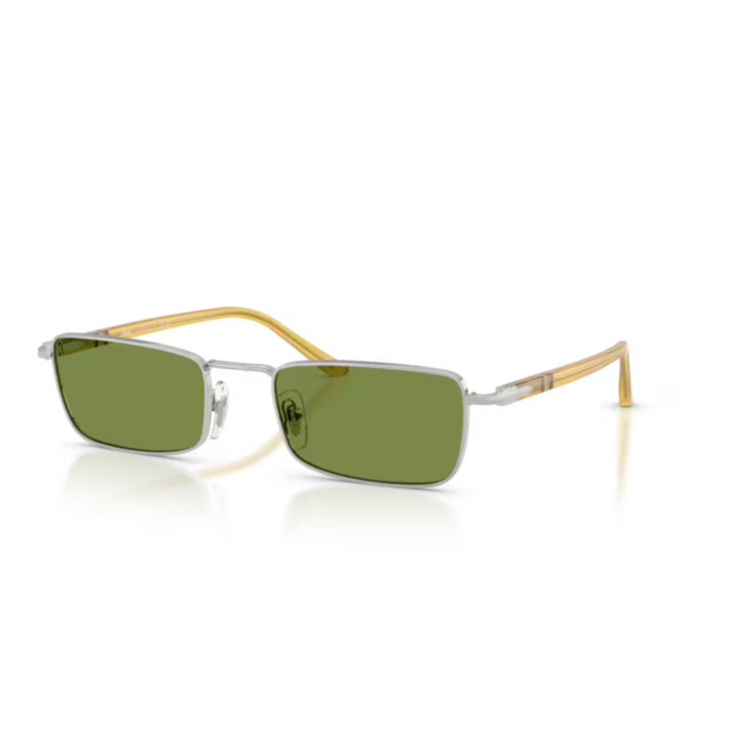 0po1025s Rectangular Metal Frame Sunglasses with Translucent Amber Temples