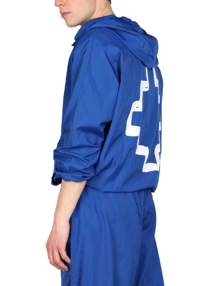Cross Print Windbreaker Jacket