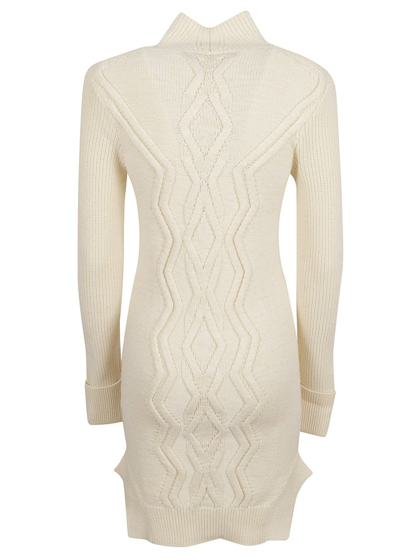 High Collar Beige Dress