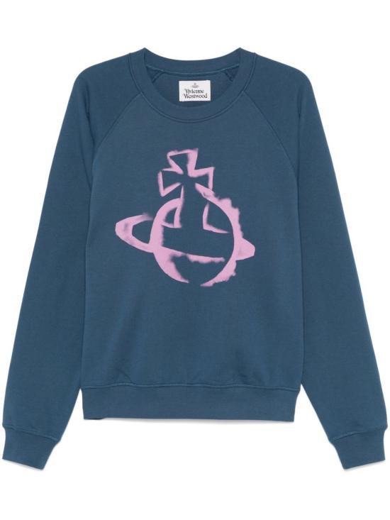 Long-Sleeve Graphic Emblem Sweatshirt in Dark Denim