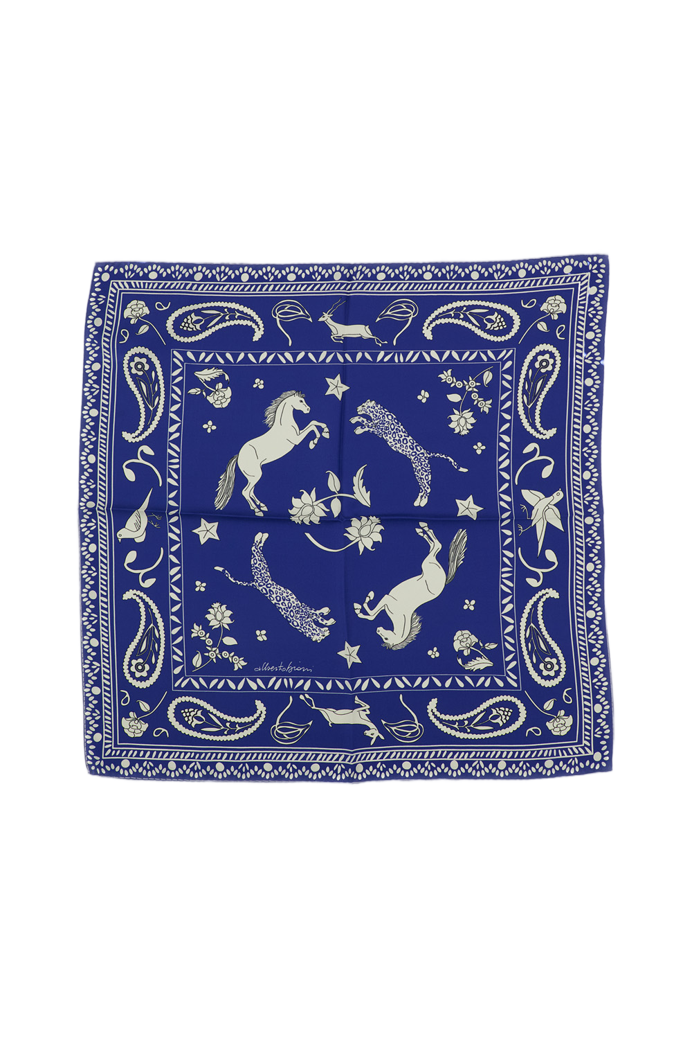 Double-Sided Graphic Print Silk Foulard