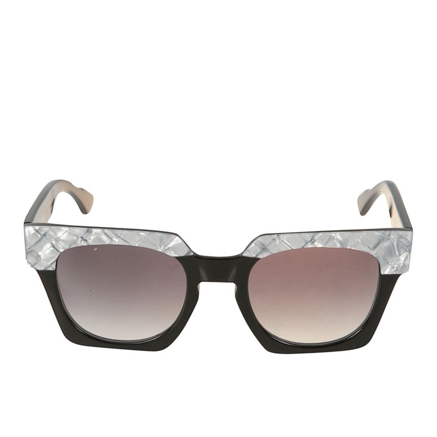 Portofino Bold Square Frame Sunglasses with Textured Silver Accents