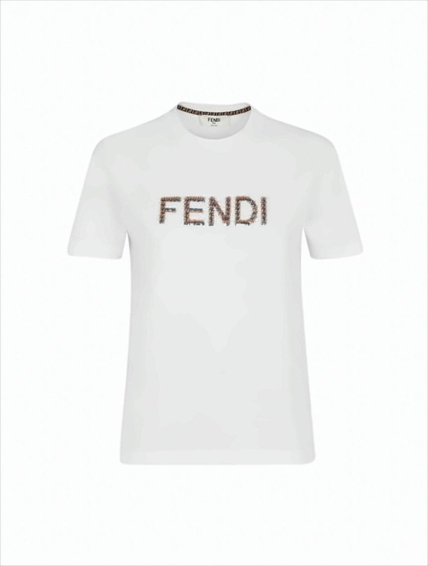 Short-Sleeved Cotton T-Shirt with Sequined Logo
