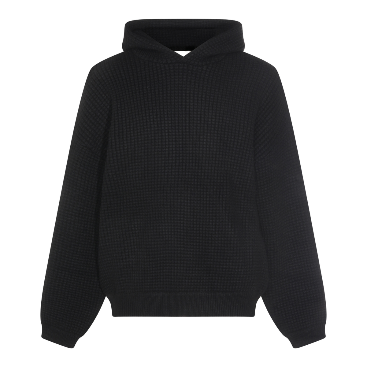 Sweter z kapturem o fakturze waflowej