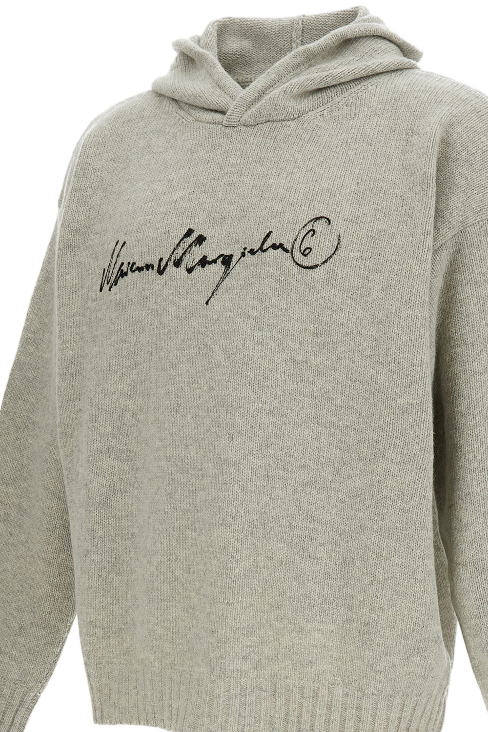 Oversized Wool Blend Hoodie With Hand-Painted Logo