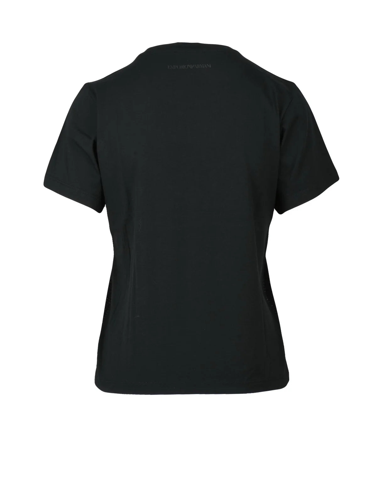 Classic Crew Neck Black Cotton T-Shirt with Textured Detail