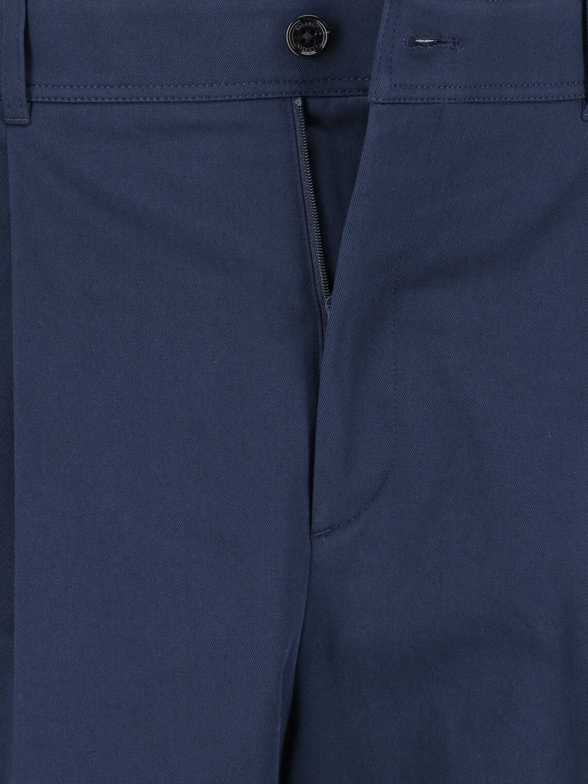 Navy Mid-Rise Tailored Cotton Trousers