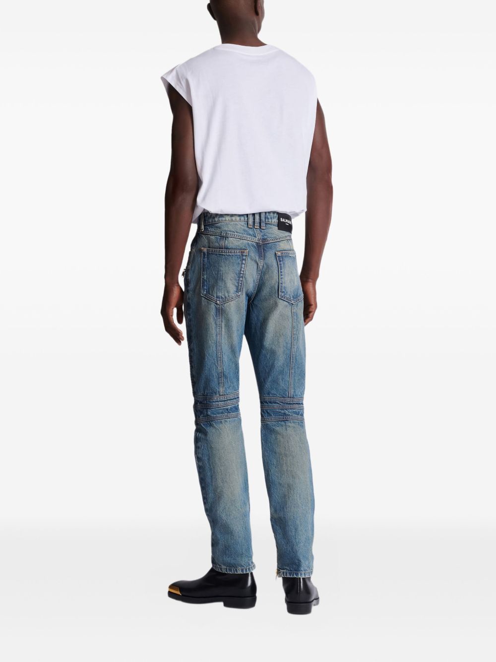 Denim Jeans with Ribbed Details