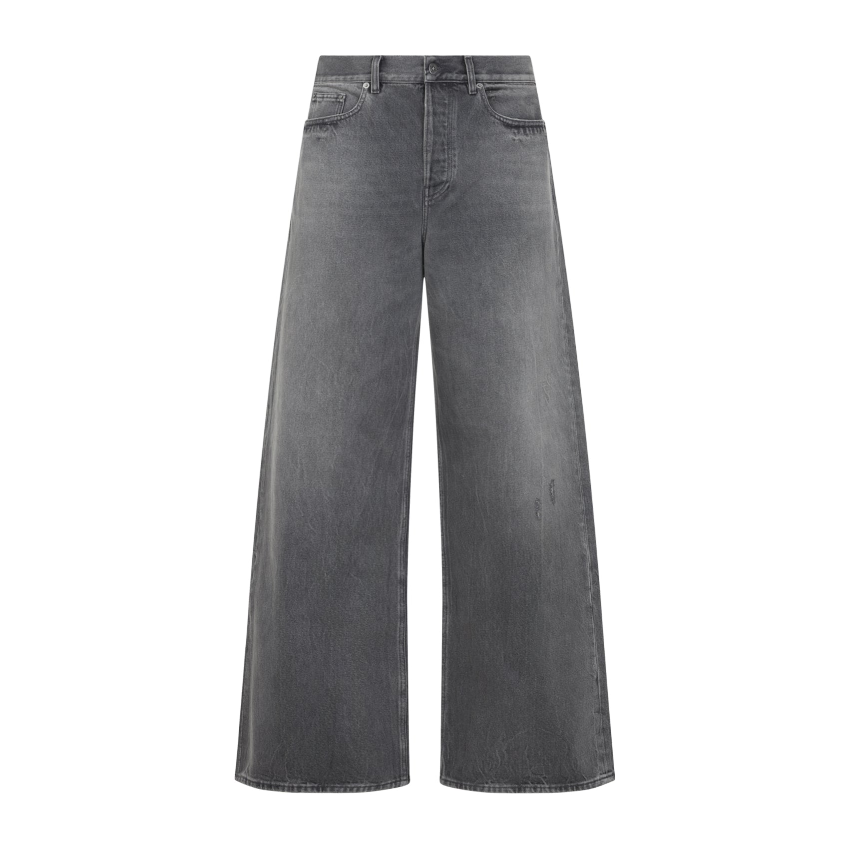 Faded Grey Wide-Leg Jeans with High Waist