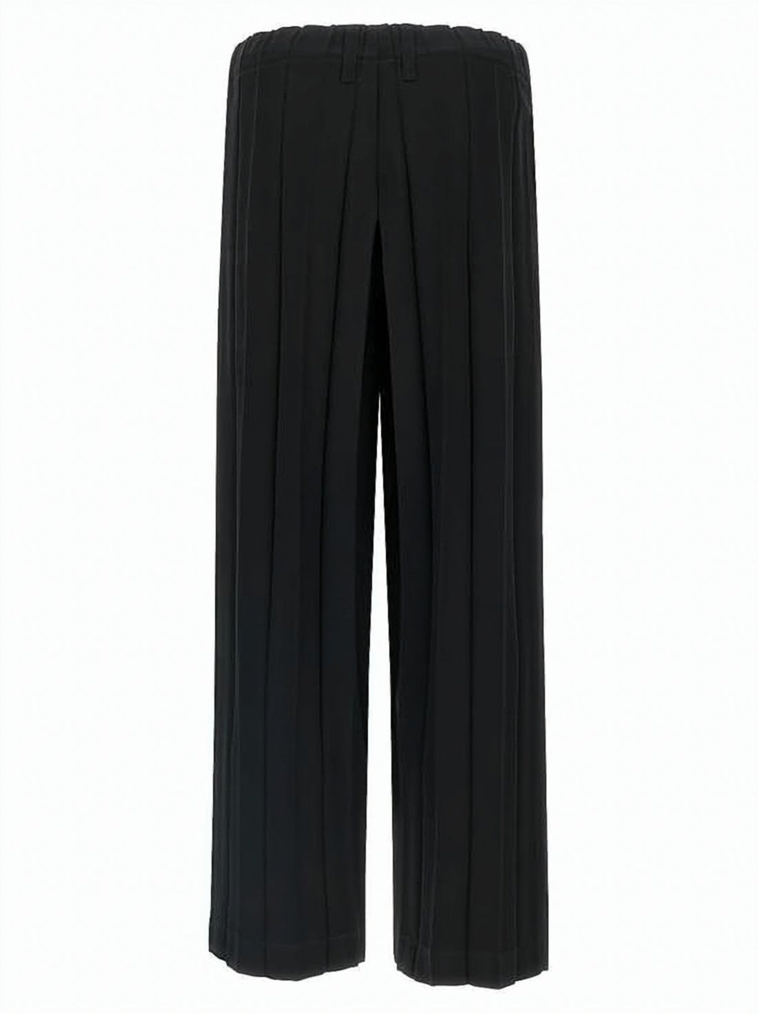 Wide-Leg Pants with Vertical Pleats and Structured Design