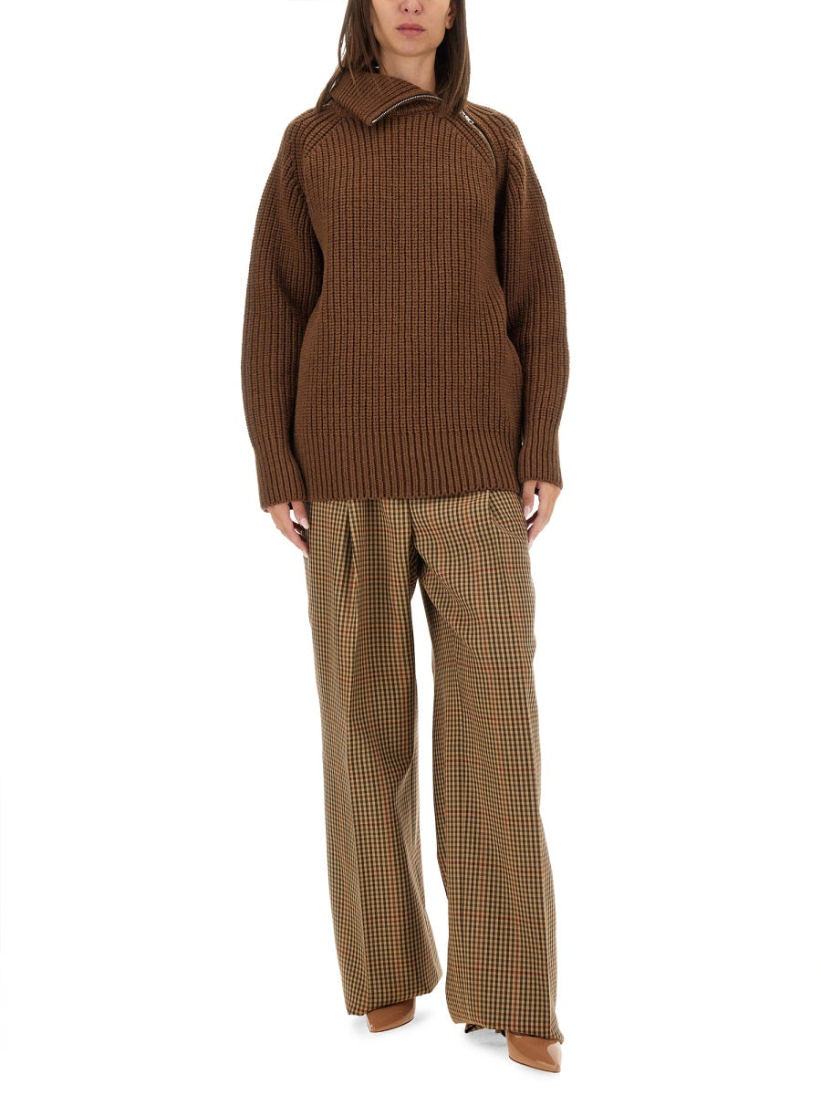 Check Pattern Wool Pants With Regular Fit