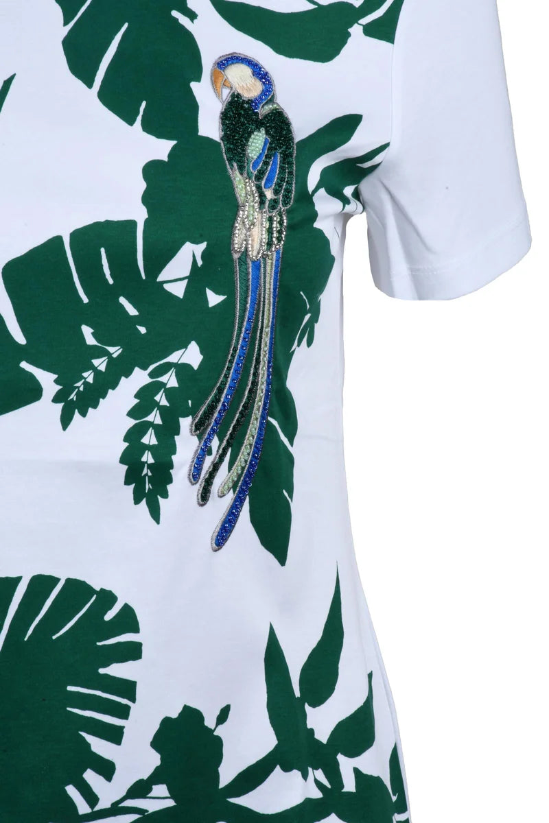 Green White Cotton T-shirt