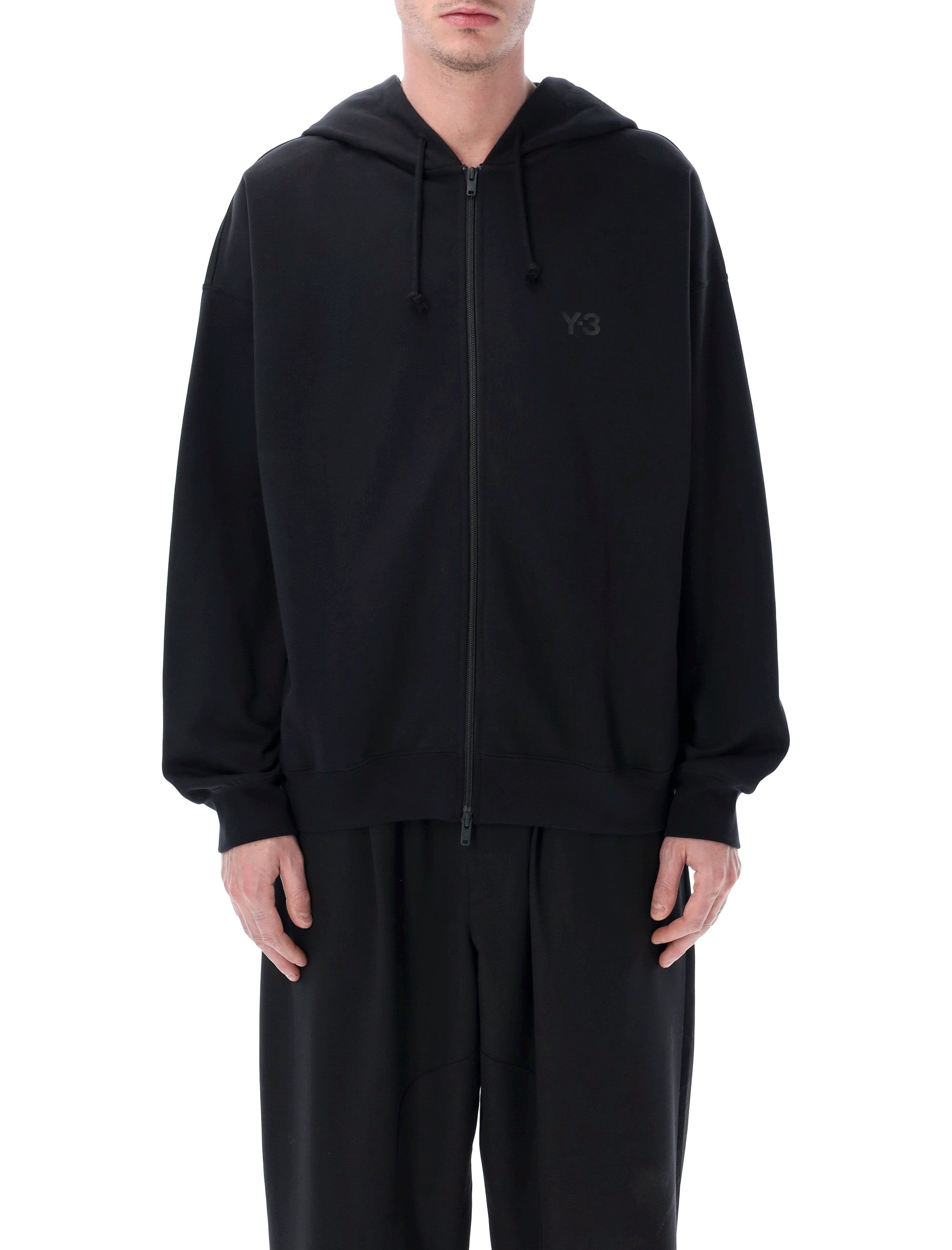 Brushed Cotton-Blend Zip Hoodie with Adjustable Hood and Ribbed Cuffs