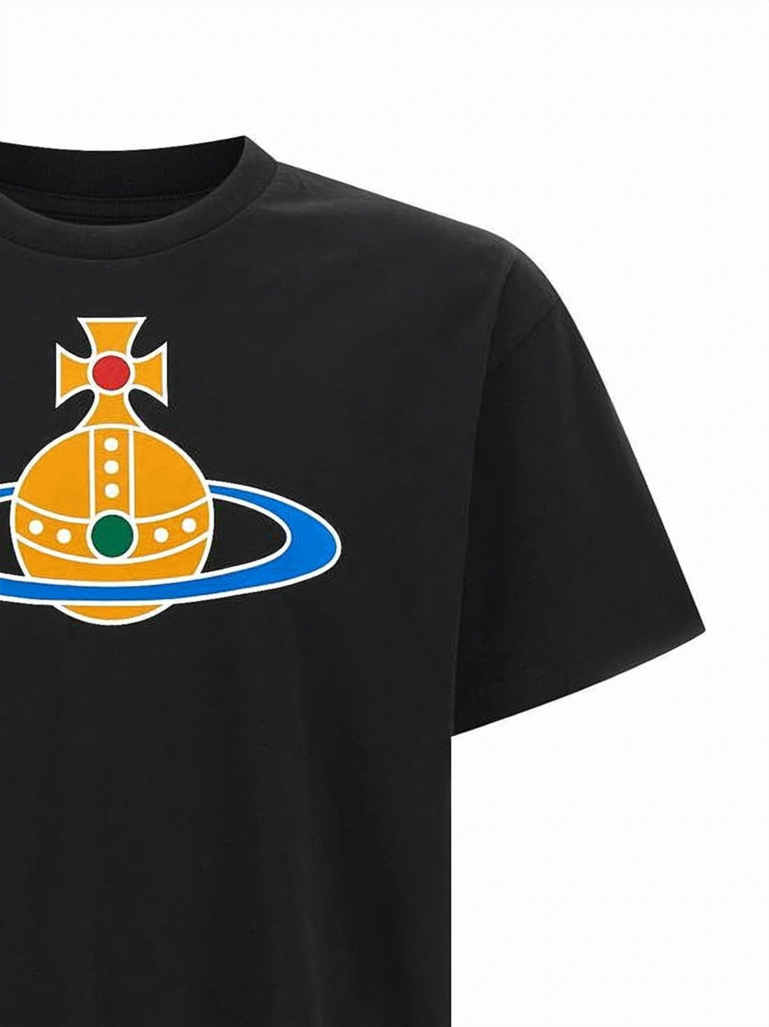 Short-Sleeve Cotton T-Shirt with Colorful Emblem