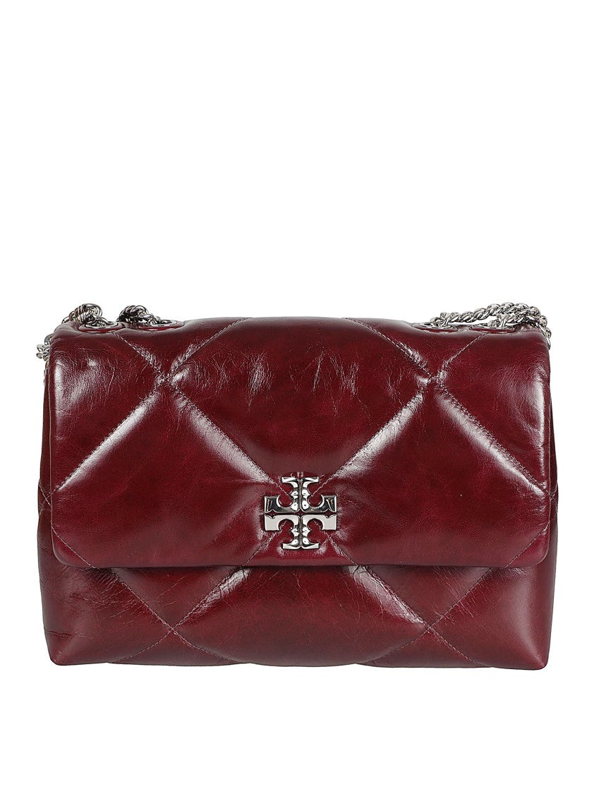 Quilted Burgundy Clutch Bag With Logo Clasp
