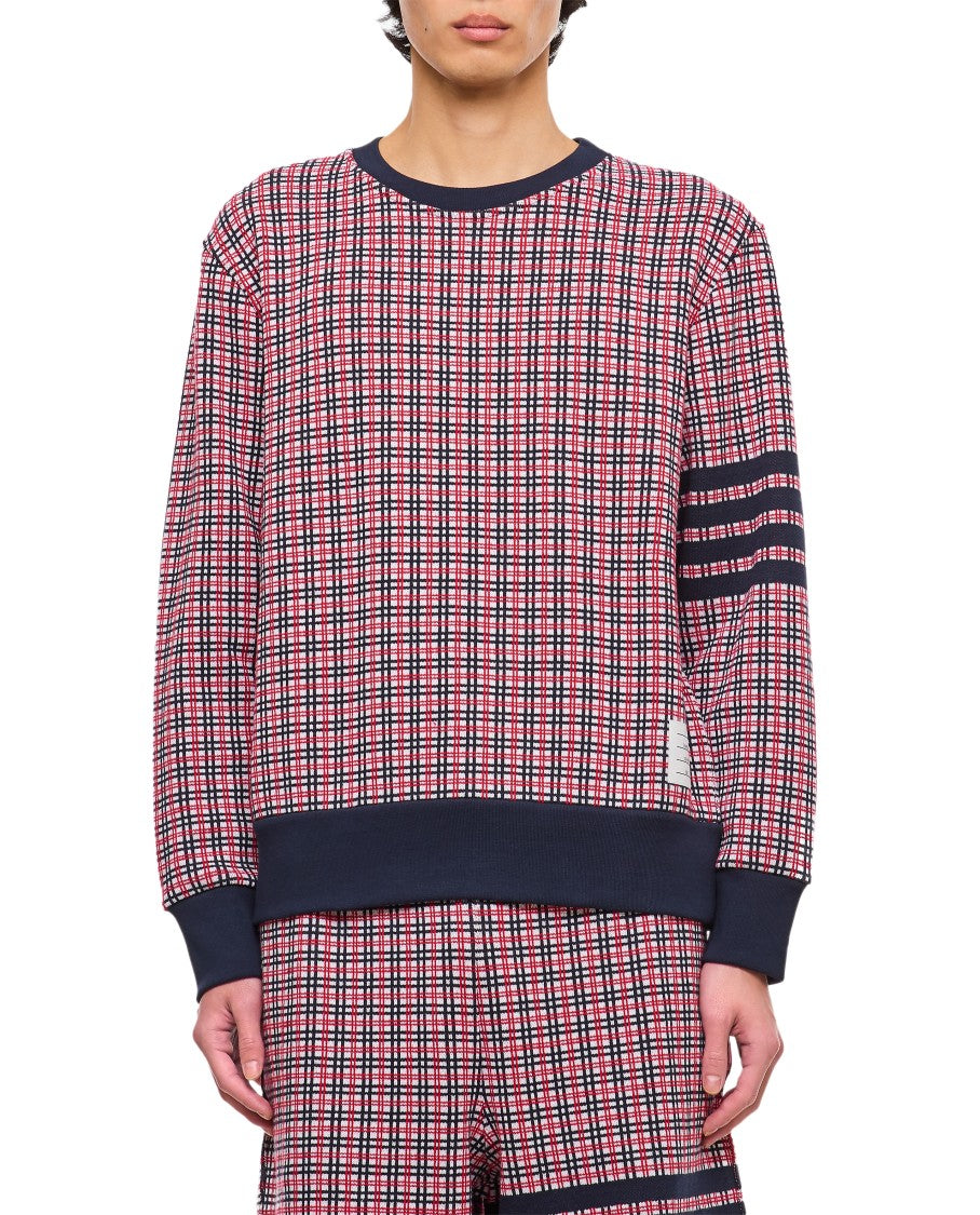 4 Bar Cotton Crewneck Sweatshirt