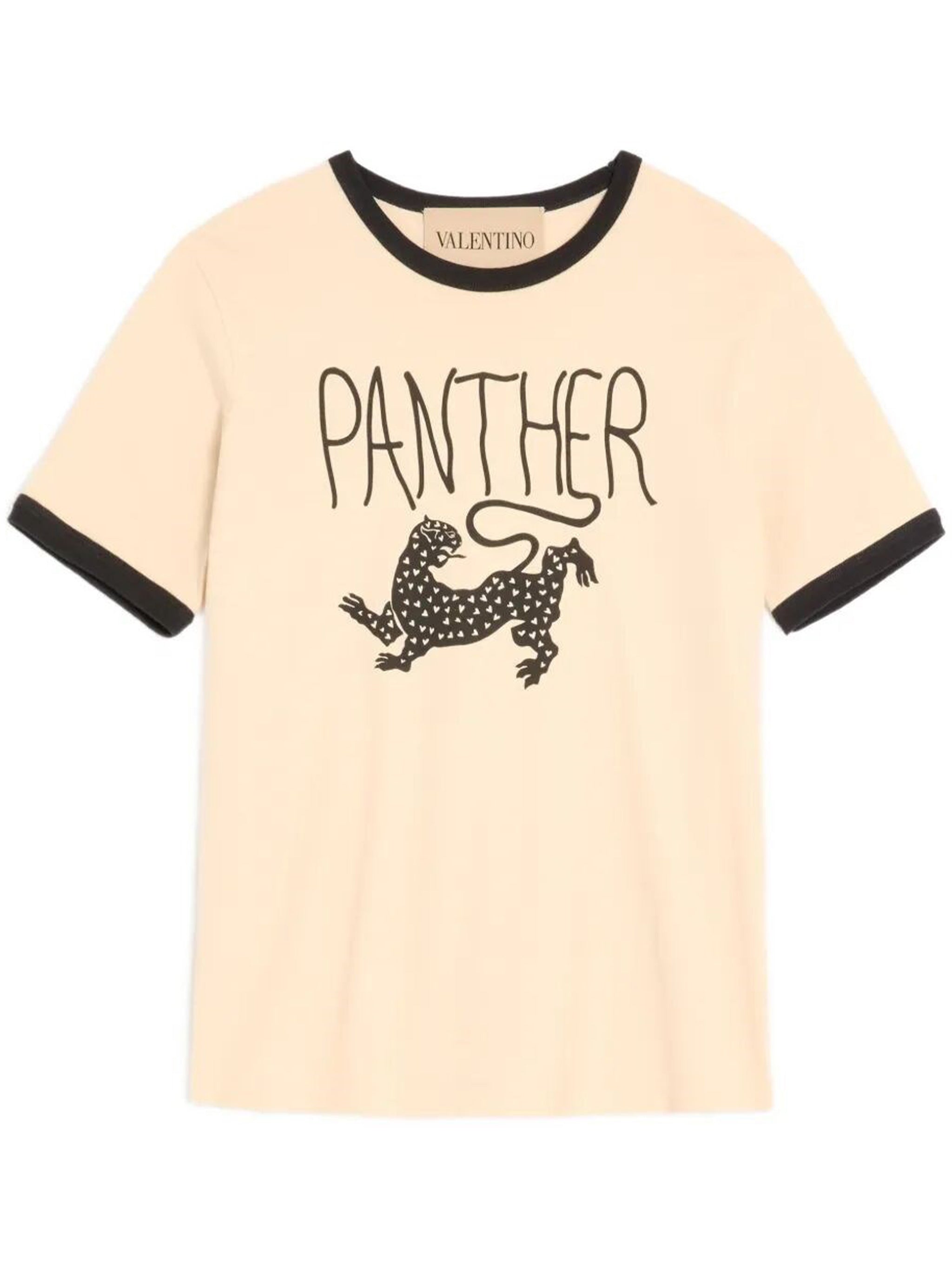 Light Beige Graphic Panther Cotton T-shirt