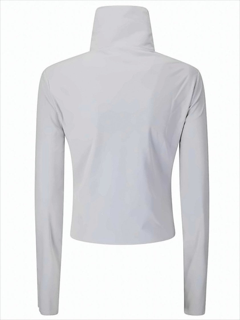 Cropped Long-Sleeve Top with High Stand Collar