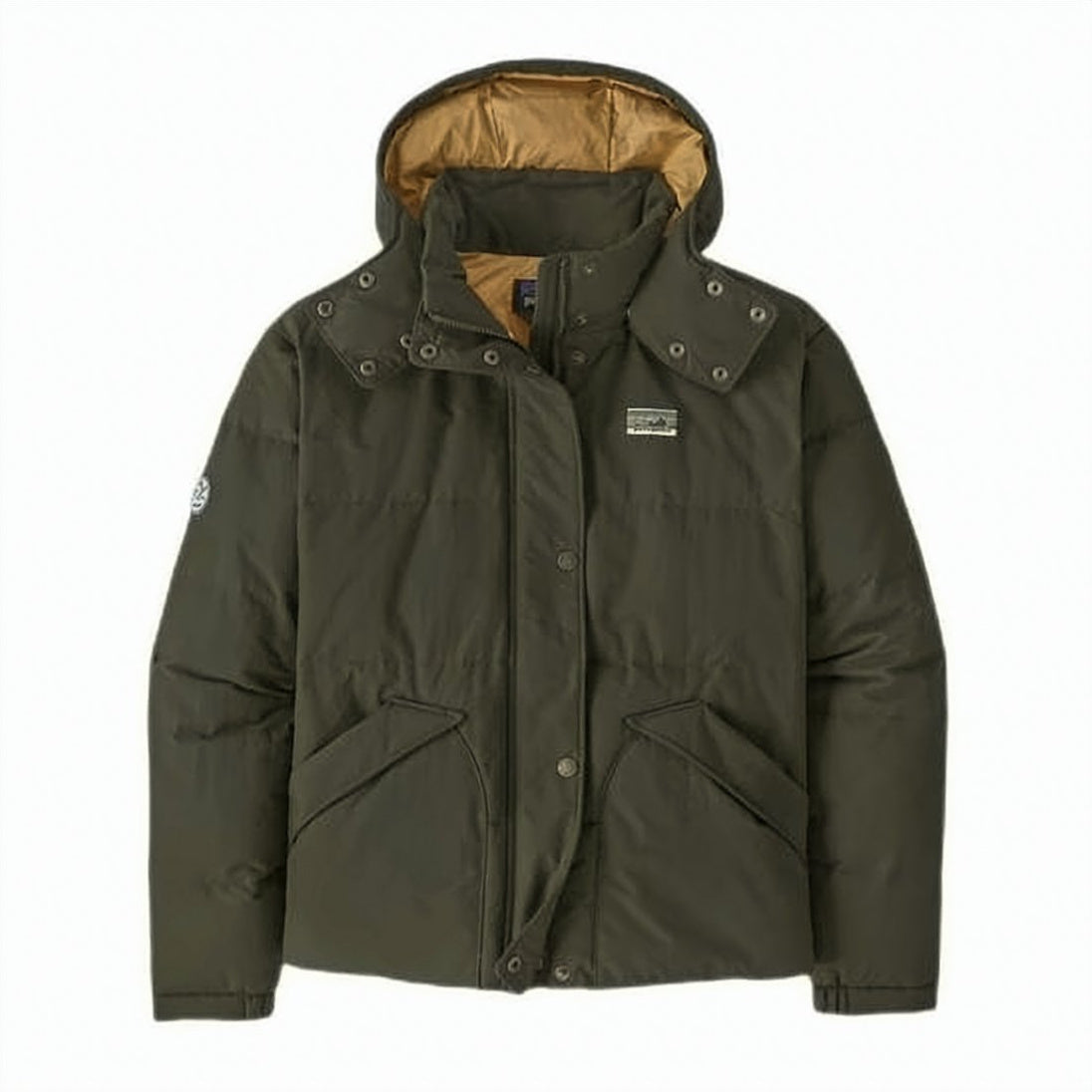 Insulated Green Padded Jacket with Recycled Nylon and Feather Filling