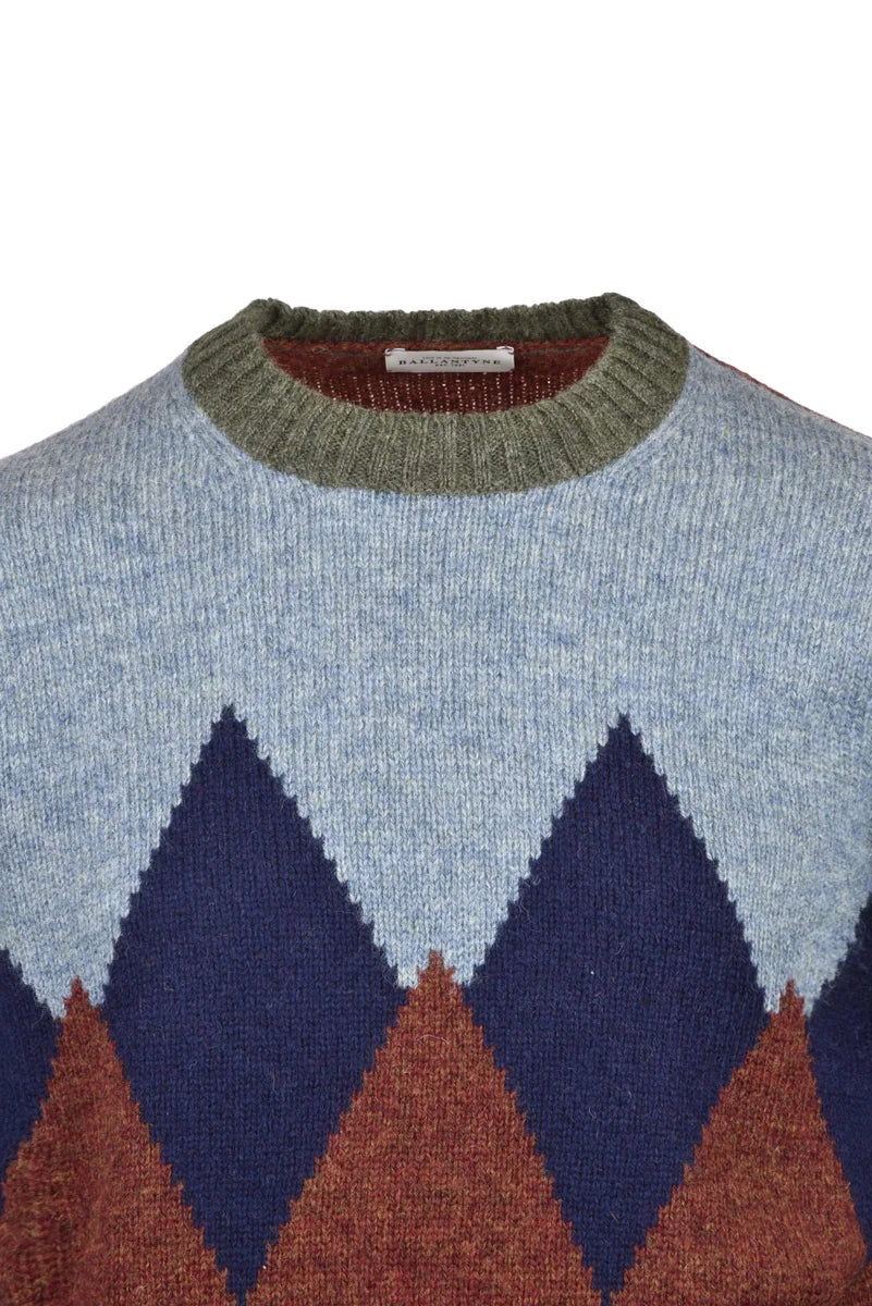 Wool Crewneck Pullover - Green/Blue