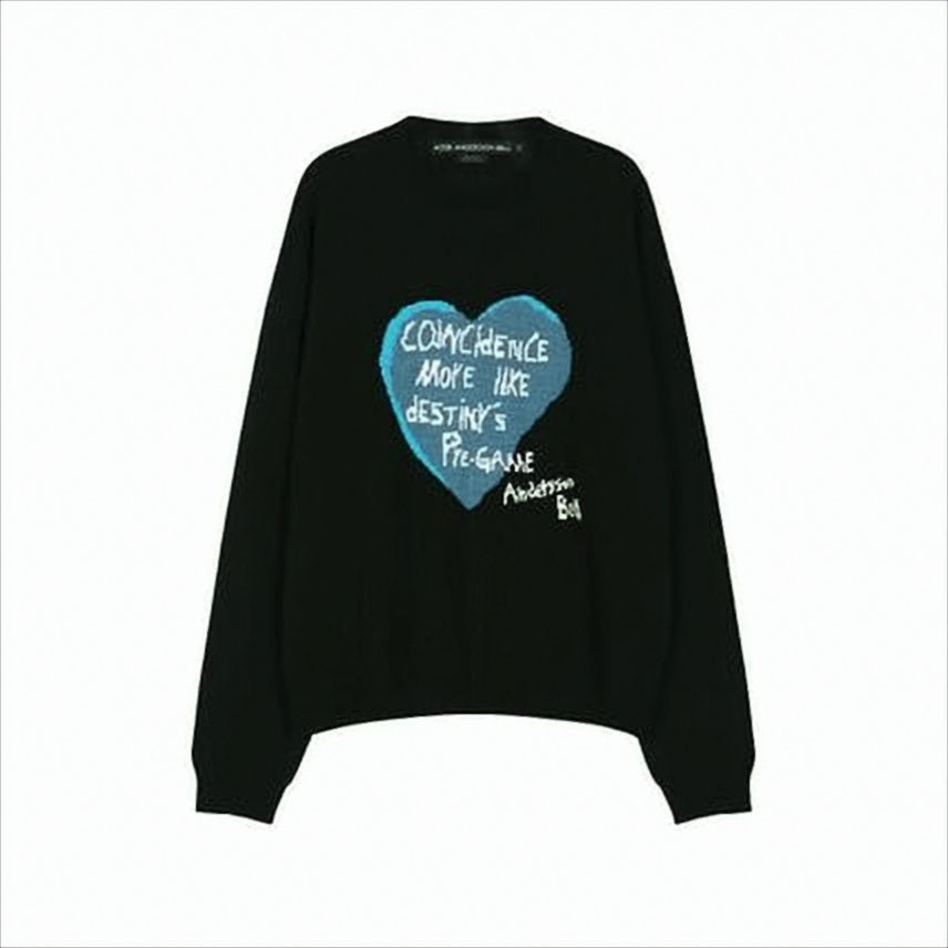 Black Sweater with Bold Heart Graphic