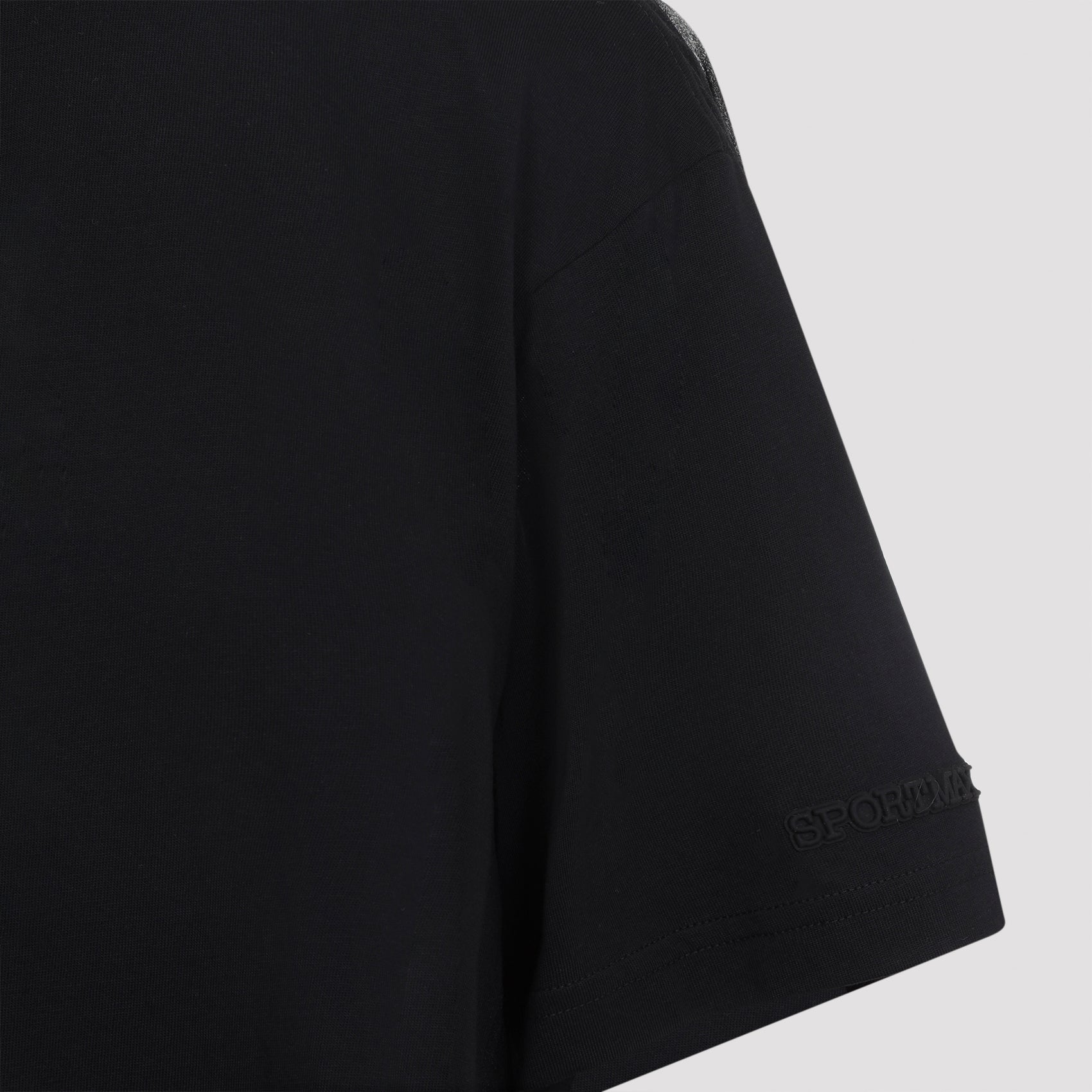 Black T-Shirt with Sheer Pleated Back Panel