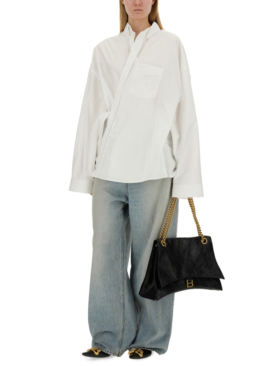 Wrap-Style White Shirt With Oversized Fit