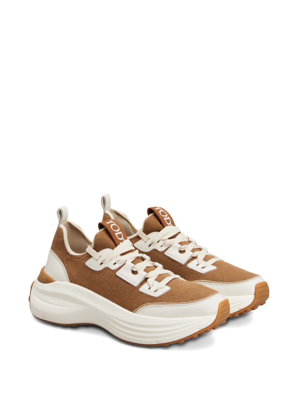 Brown Silk and Nylon Sneakers