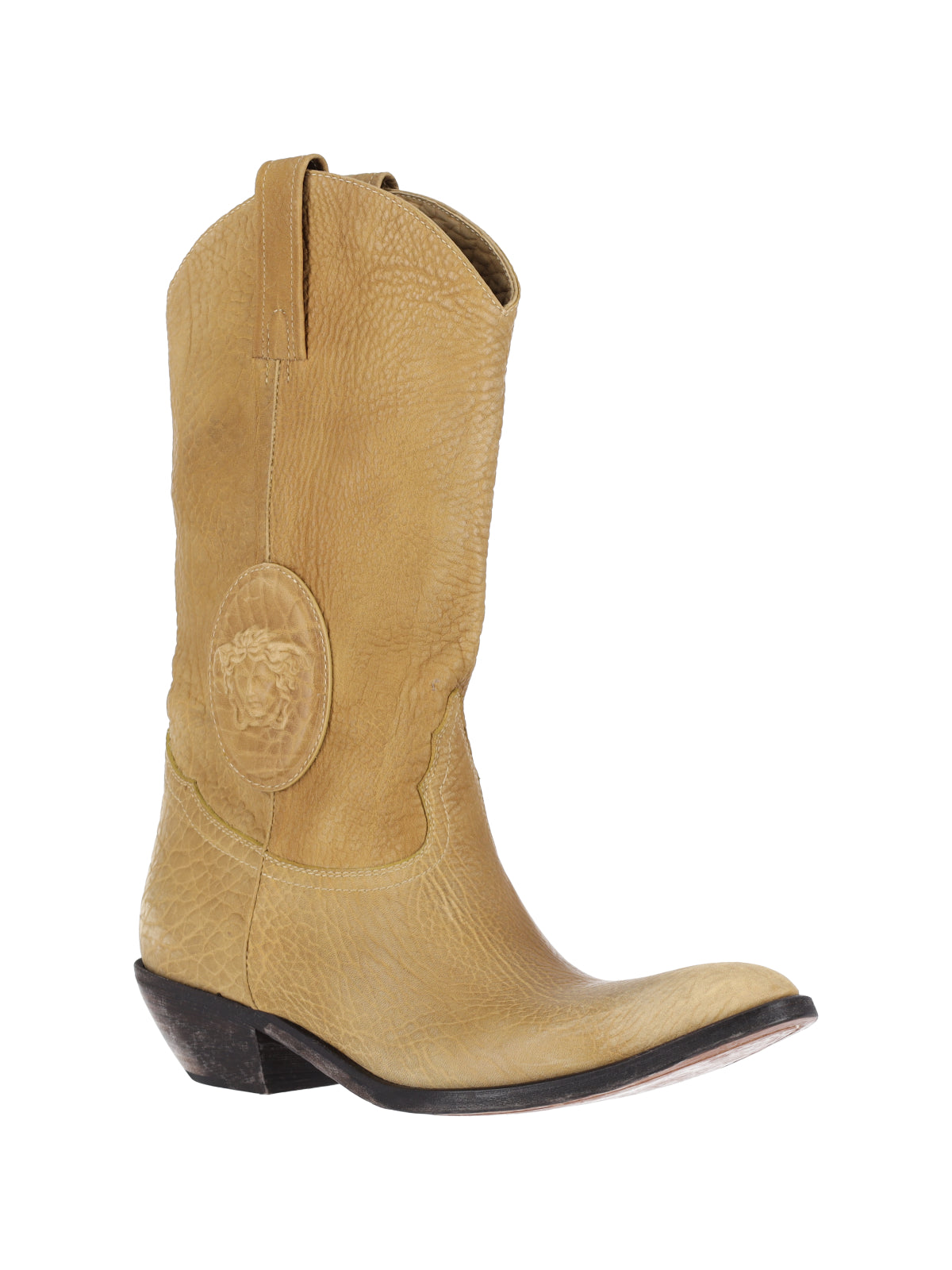 Tan Mid-Calf Pointed Toe Boots
