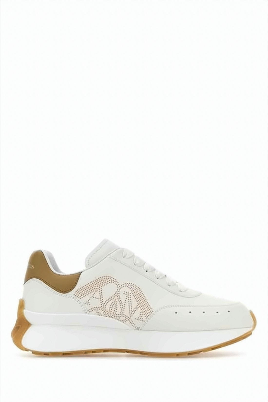 Smooth Leather Sneaker with Perforated Detailing