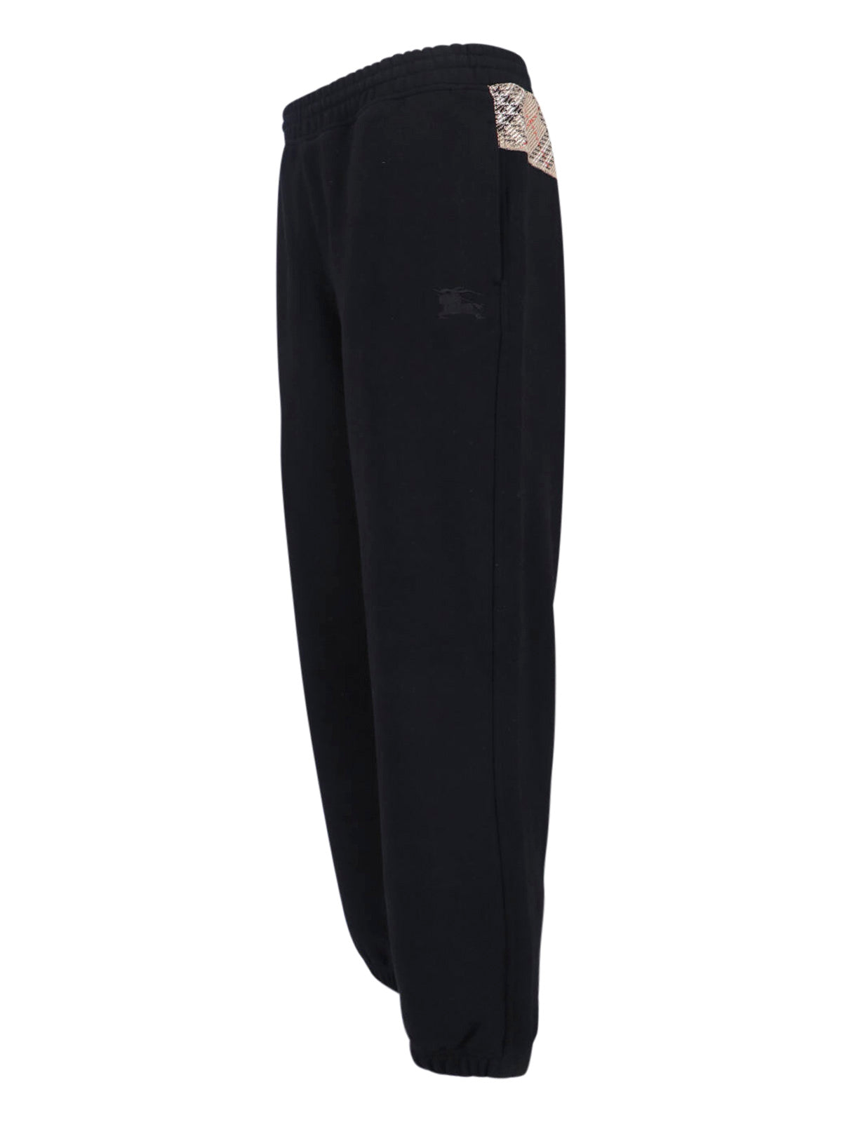 "Check" Tracksuit Bottoms In Black Cotton