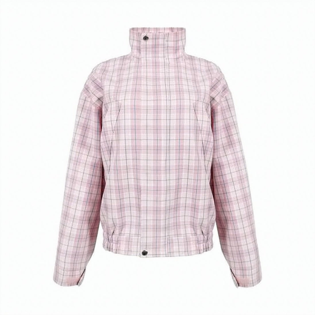 Pastel Plaid Lightweight Jacket With High Collar