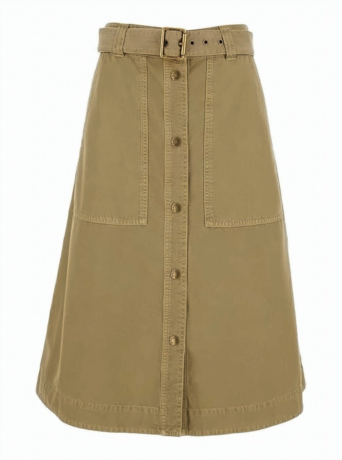Structured Midi Skirt with Front Button Closure