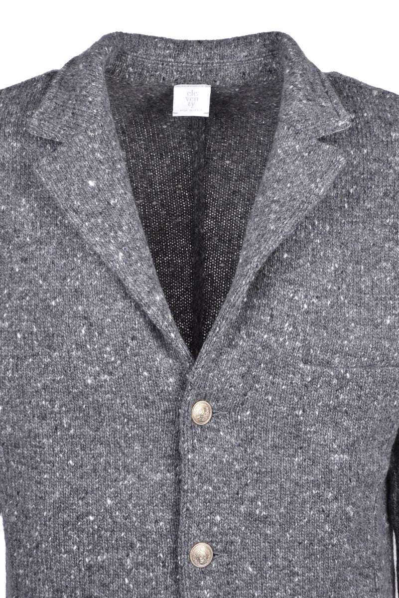 Knit Jacket Jewel Buttons - Grey