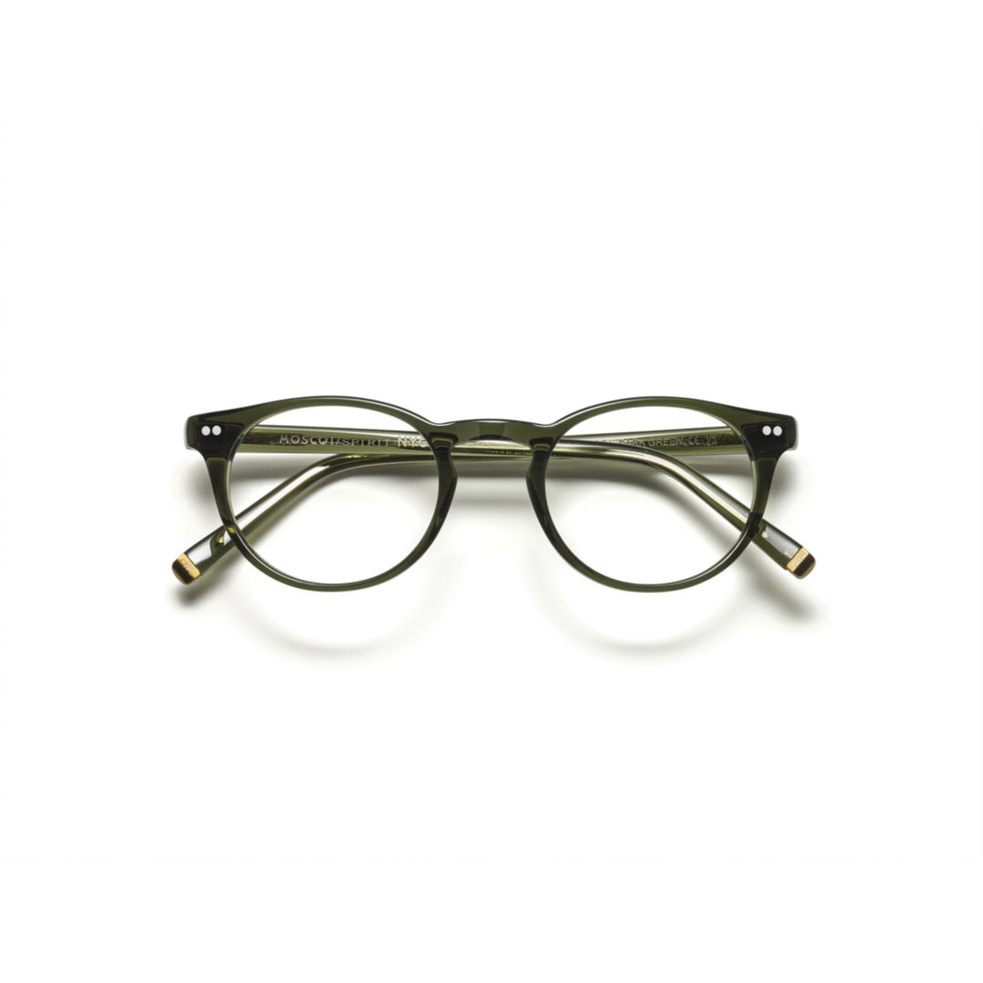 Sp-Fra-O Frankie Translucent Olive Green Acetate Round Frame Eyeglasses