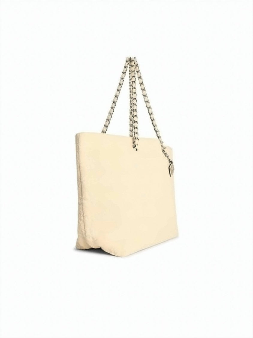 Rectangular Cotton Shoulder Bag with Embossed Detailing