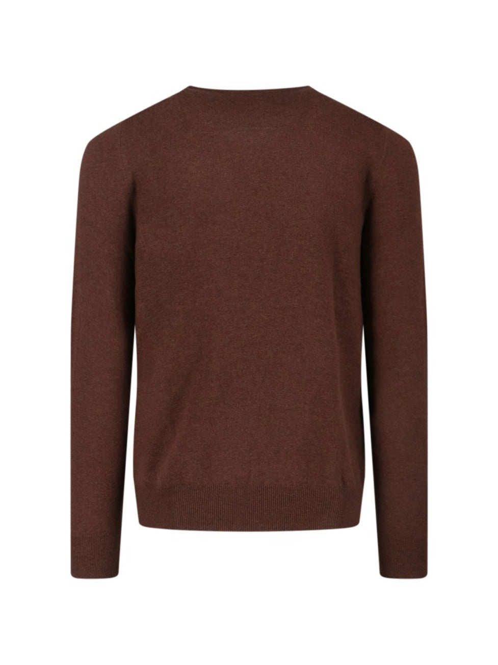 Brązowy sweter z okrągłym dekoltem i ściągaczami
