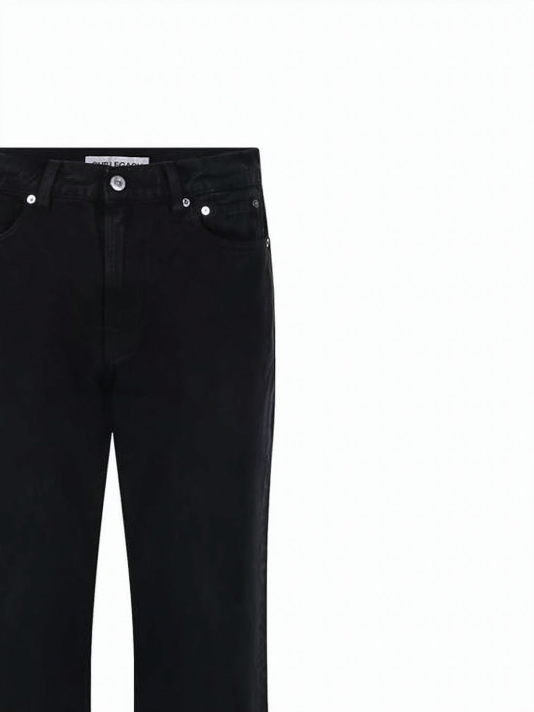 Slightly Flared Black Denim Pants with Five-Pocket Design
