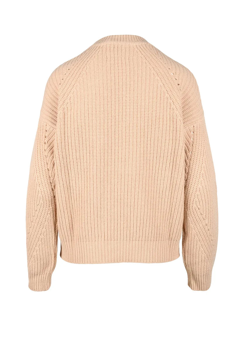 Ribbed Knit Sweater with Openwork Details