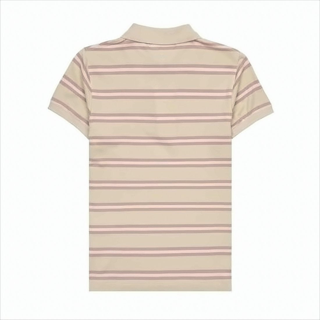 Short-Sleeved Polo Shirt In Soft Beige And Pink Stripes