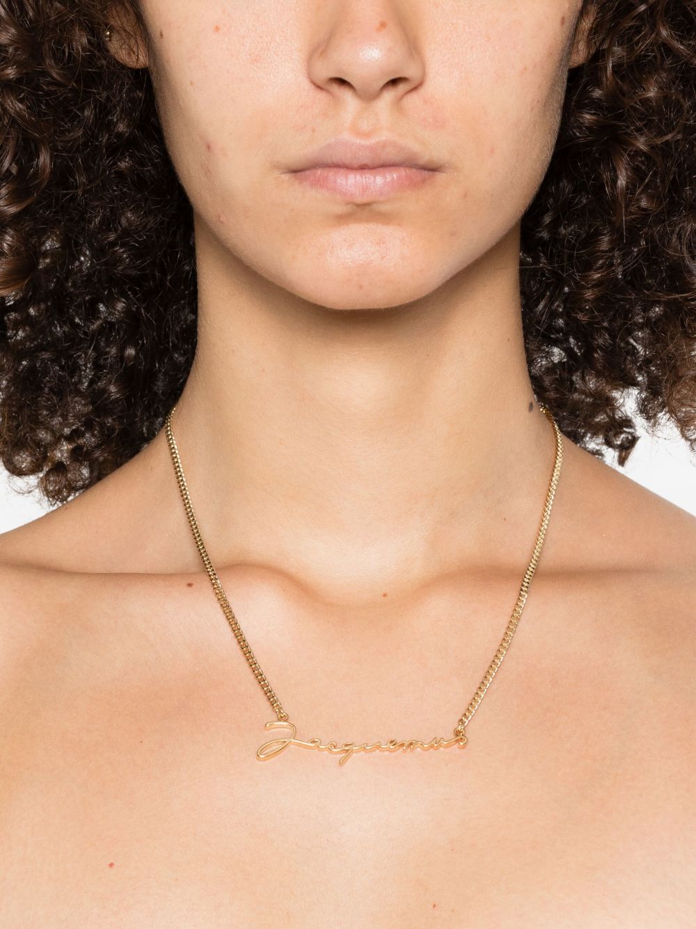 Cursive Logo Pendant Gold-tone Necklace
