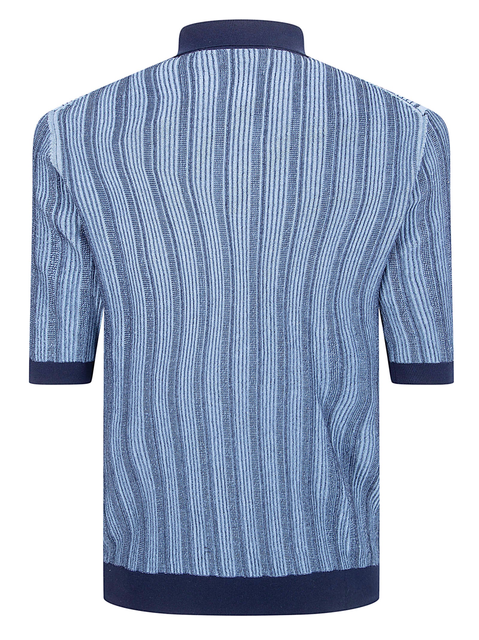 Textured Stripe Polo Shirt with Chest Pocket Detail