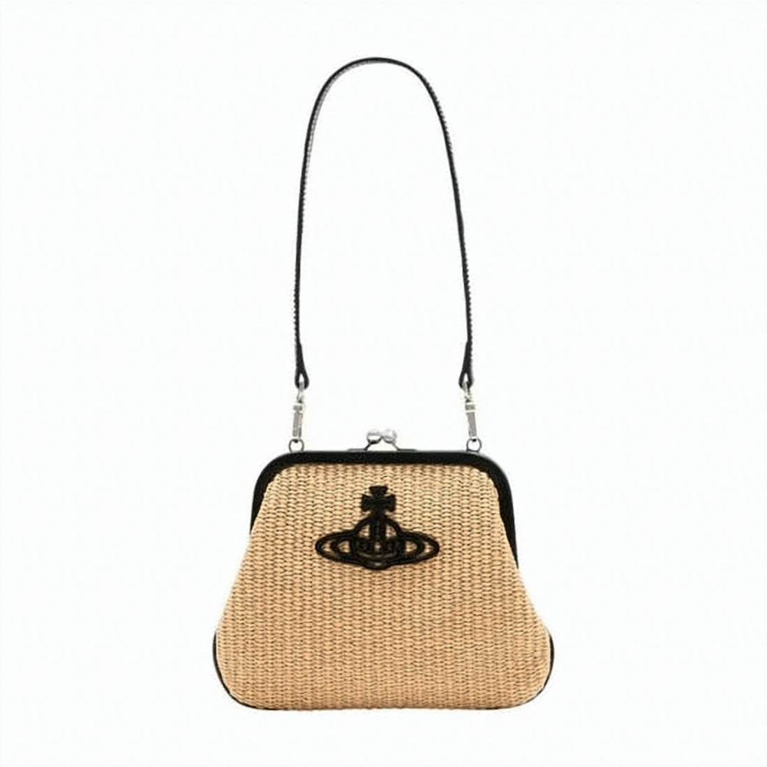 Trapezoidal Woven Clutch with Detachable Strap