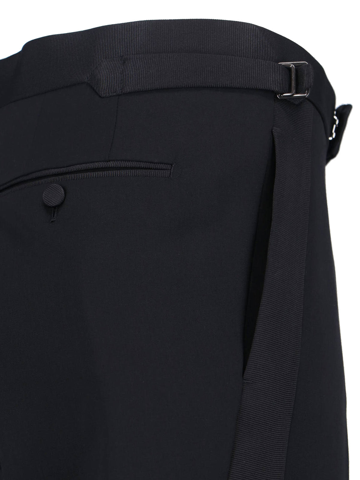Tailored Black Trousers with Flat Waistband