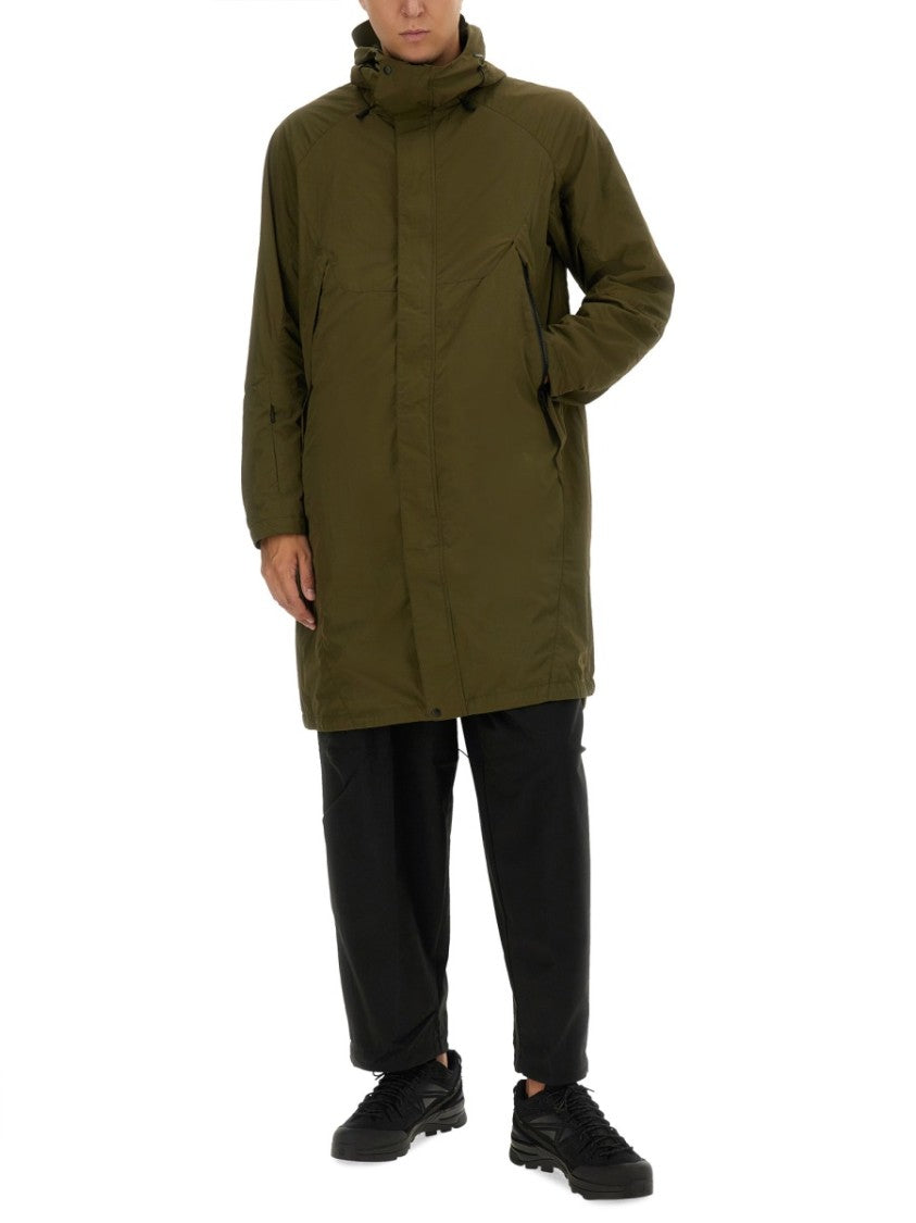 Long Green Nylon Parka With Design