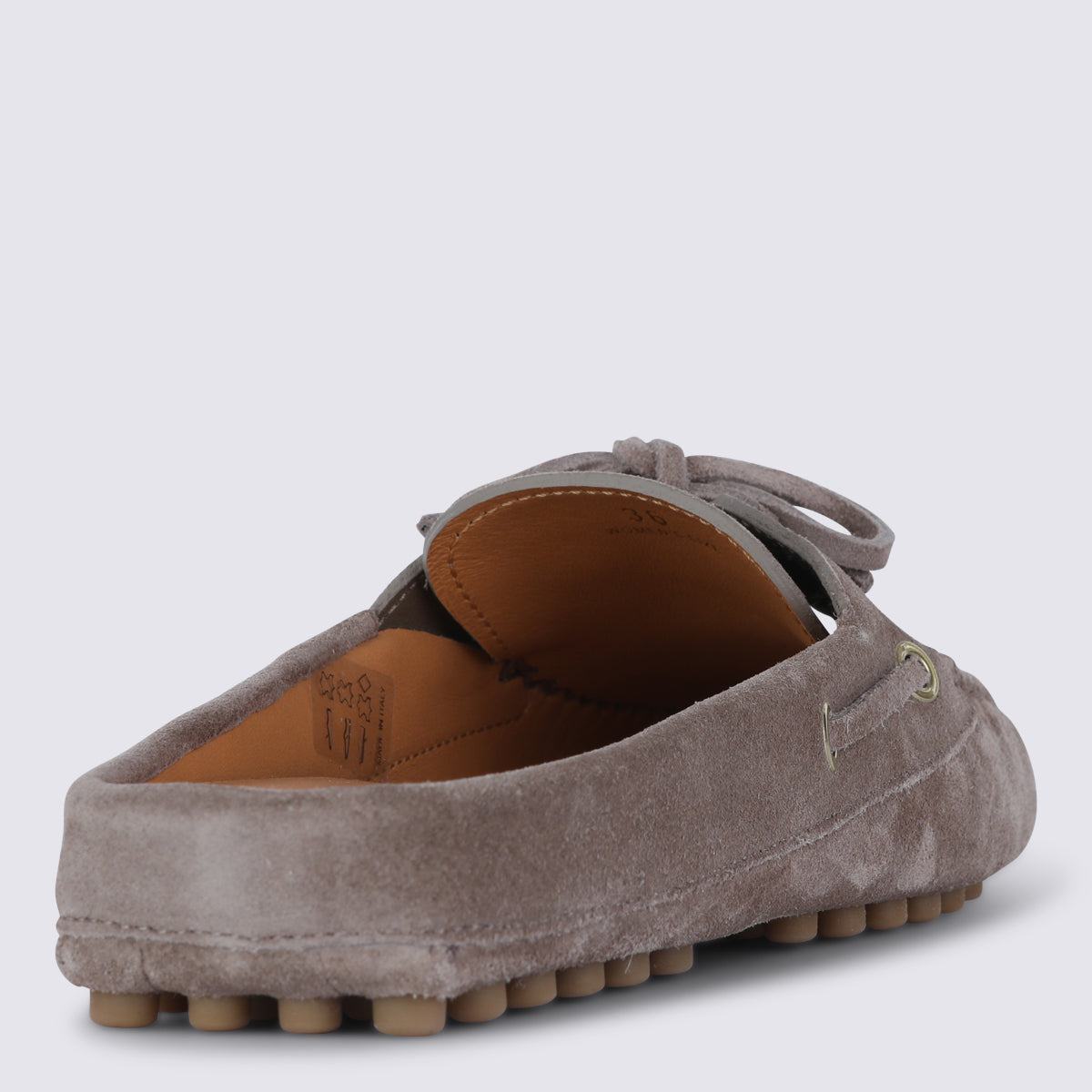 Moccasin-Style Suede Flats with Decorative Bow