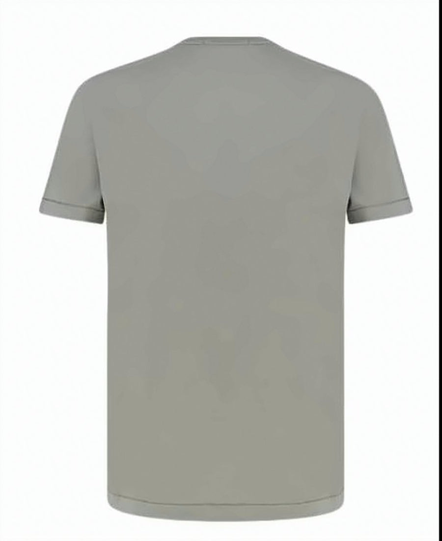 Grey-Green Short-Sleeve T-Shirt with Iconic Patch