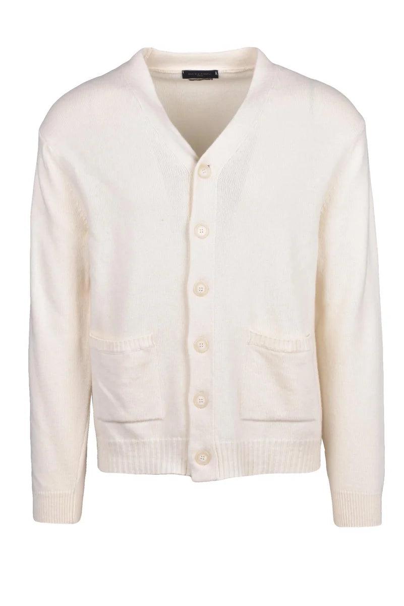Button-Front Cardigan in Soft Wool